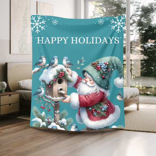 Happy Holidays Gnome Blanket