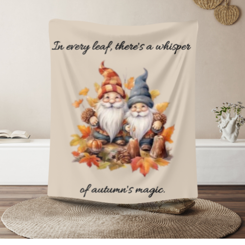 Cozy Autumn Gnome Blanket – Ultra-Soft Sherpa & Fleece | Fall Decor, Seasonal Gift & Cuddle Companion