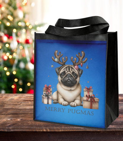 Charming Merry Pugmas Tote – Ideal for Holiday Errands and Gifts