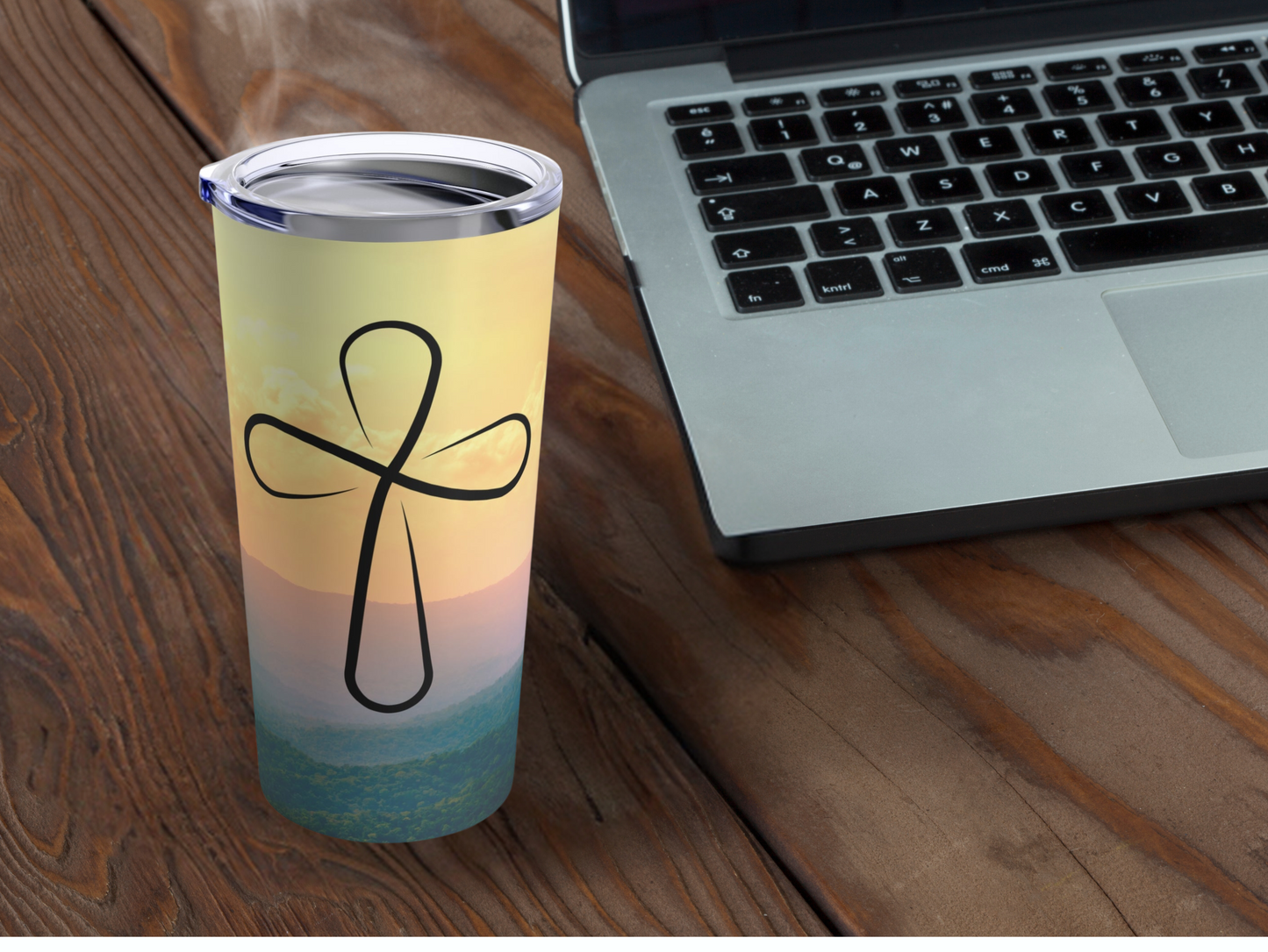 Inspirational Mountain Sunrise Tumbler – Custom Gift for Adventurers and Faithful Souls