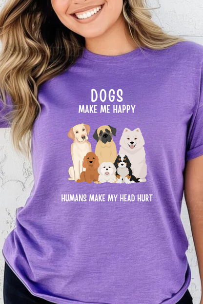 Comfy "Dogs Make Me Happy" T-Shirt - Perfect for Casual Wear