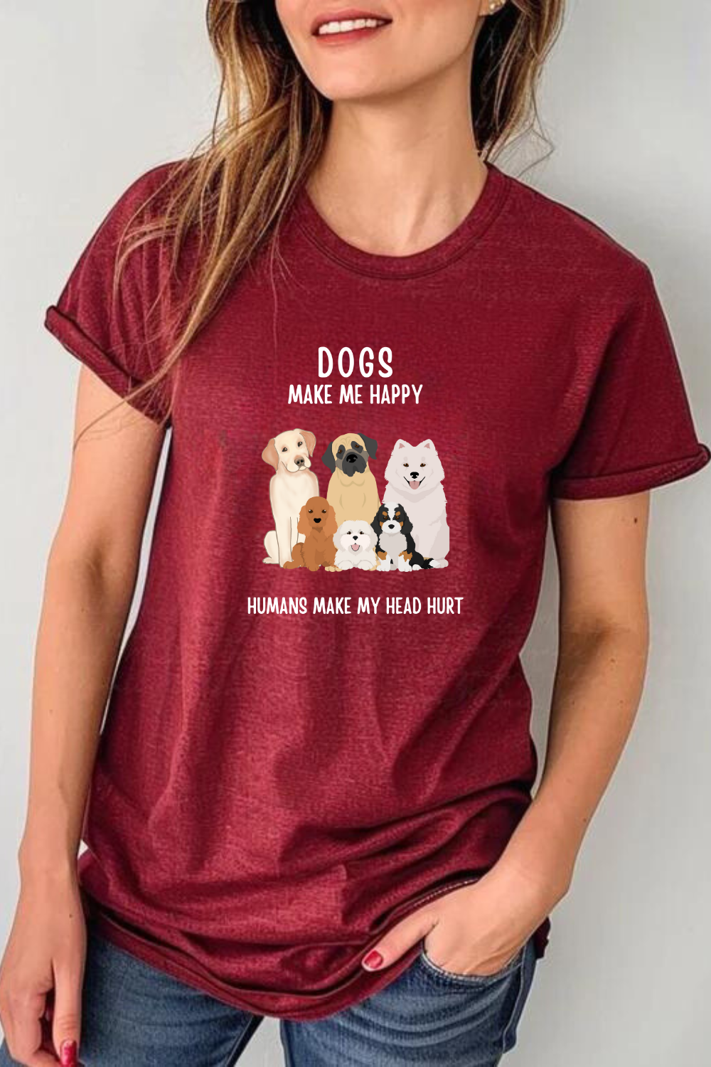 Comfy "Dogs Make Me Happy" T-Shirt - Perfect for Casual Wear