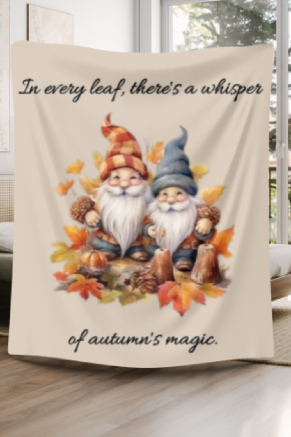 Cozy Autumn Gnome Blanket – Ultra-Soft Sherpa & Fleece | Fall Decor, Seasonal Gift & Cuddle Companion