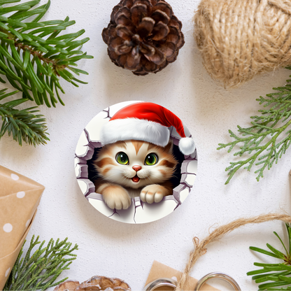 Meow-y Christmas! 3D Santa Cat Ornament – Purrfect Holiday Cheer for Cat Lovers