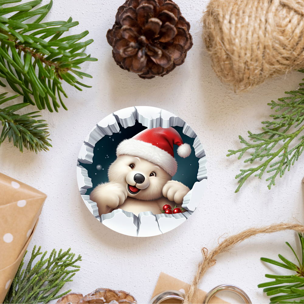 Charming 3D Polar Bear Ornament – A Fun Holiday Gift for All Ages