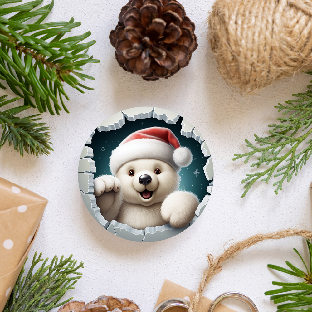 Add Whimsy to Your Holiday with the Santa Polar Bear Circle Ornament