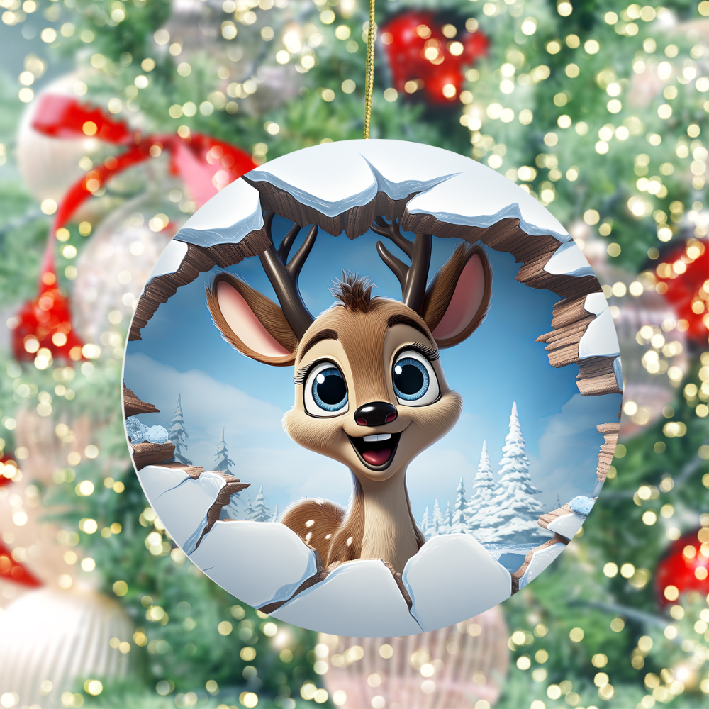 3D Baby Reindeer Ornament - Whimsical Christmas Decoration for Gift Exchanges