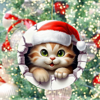 Meow-y Christmas! 3D Santa Cat Ornament – Purrfect Holiday Cheer for Cat Lovers