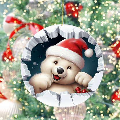 Charming 3D Polar Bear Ornament – A Fun Holiday Gift for All Ages