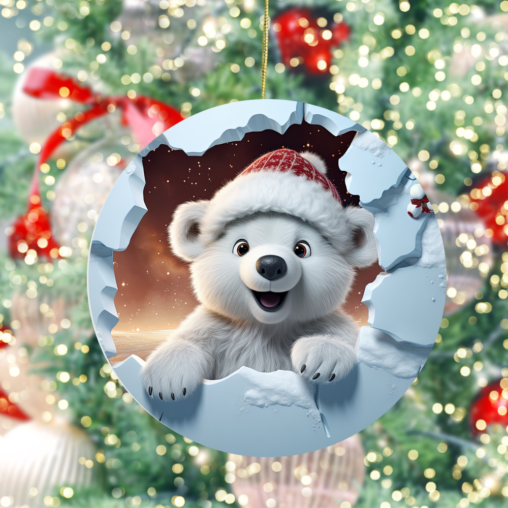 Adorable 3D Polar Bear Christmas Ornament - Perfect for Festive Holiday Décor