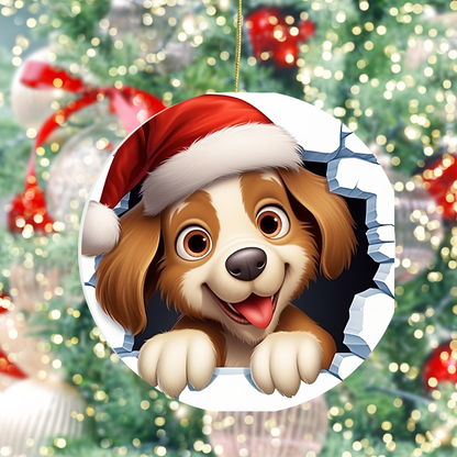 Adorable 3D Santa Puppy Ornament - Festive Cheer for Dog Lovers