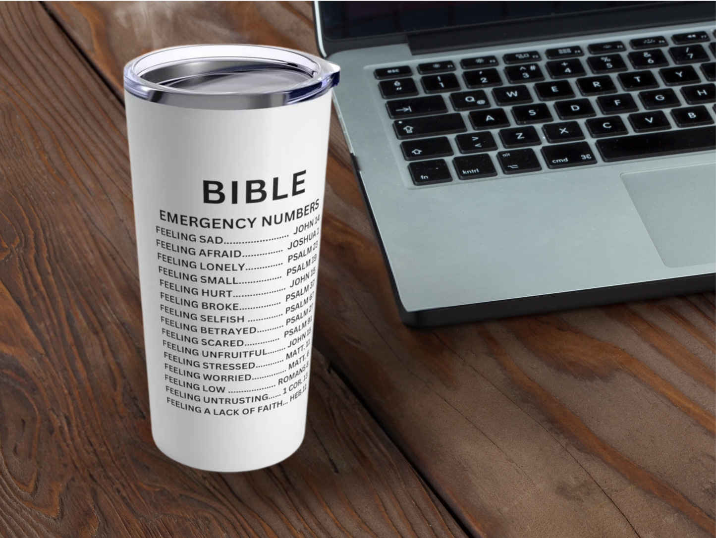 Sunflower Bible Emergency Numbers Tumbler – Unique Travel Mug for Faith and Inspiration