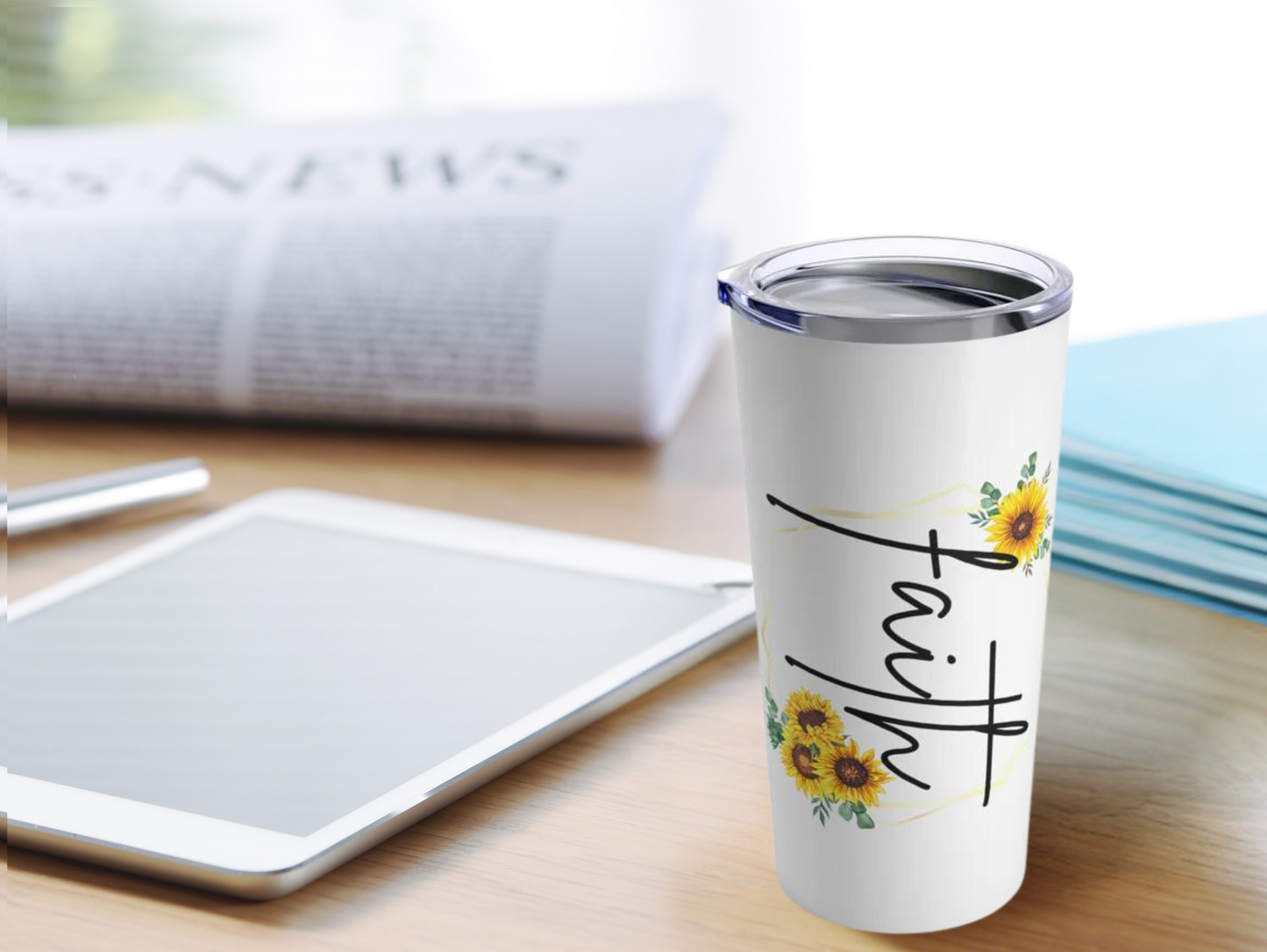 Sunflower Bible Emergency Numbers Tumbler – Unique Travel Mug for Faith and Inspiration