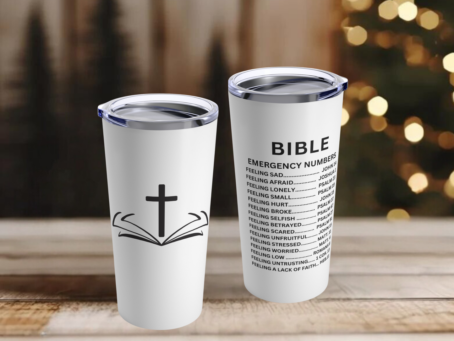 Custom Bible Emergency Numbers Tumbler – Unique Inspirational Gift for Loved Ones