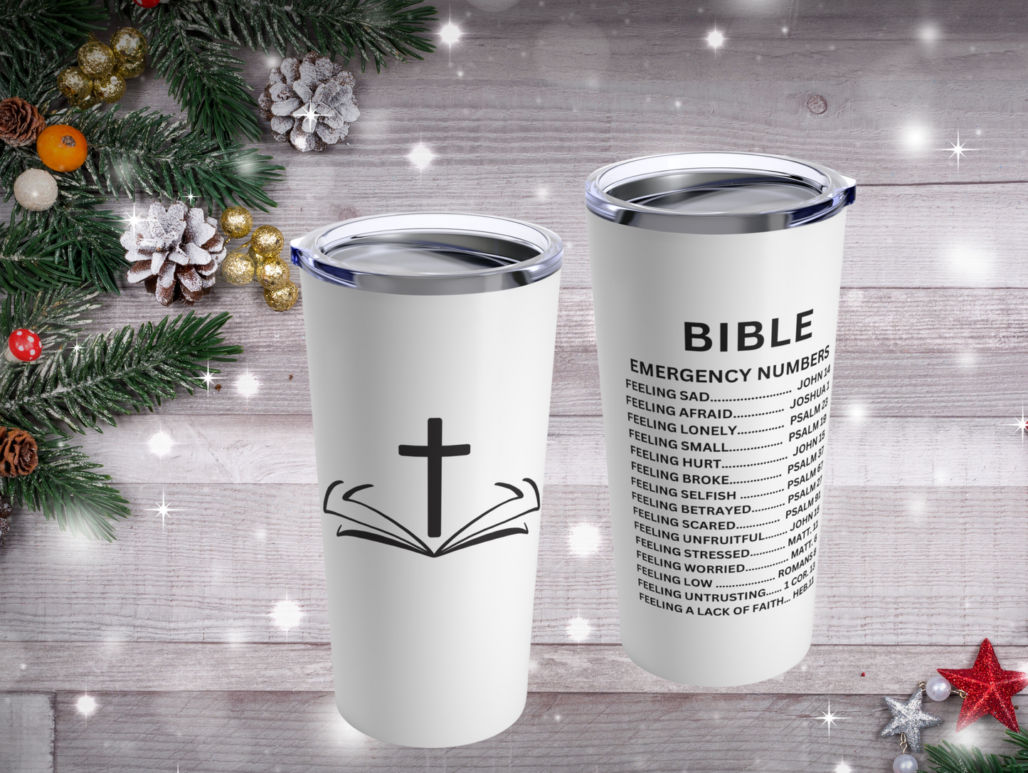 Custom Bible Emergency Numbers Tumbler – Unique Inspirational Gift for Loved Ones