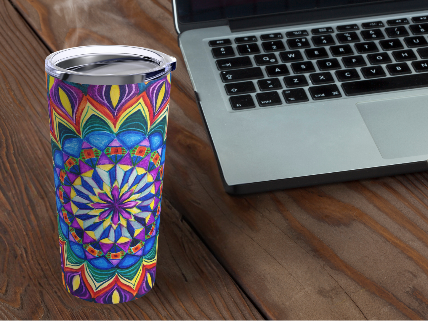 Vibrant Mandala Tumbler – Stay Hydrated in Style, Ideal for Yoga Enthusiasts