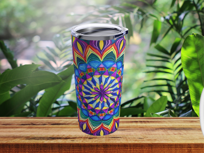 Vibrant Mandala Tumbler – Stay Hydrated in Style, Ideal for Yoga Enthusiasts