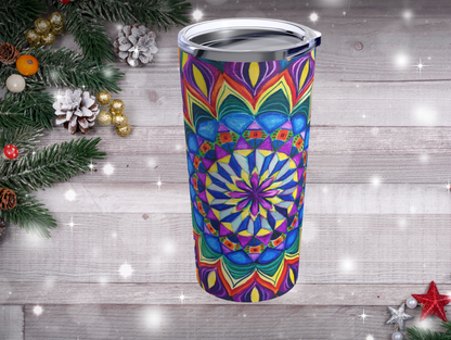 Vibrant Mandala Tumbler – Stay Hydrated in Style, Ideal for Yoga Enthusiasts