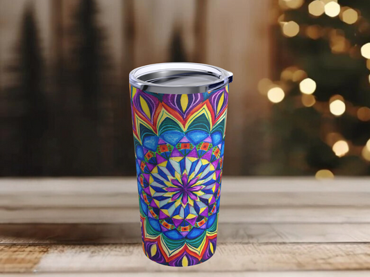 Vibrant Mandala Tumbler – Stay Hydrated in Style, Ideal for Yoga Enthusiasts