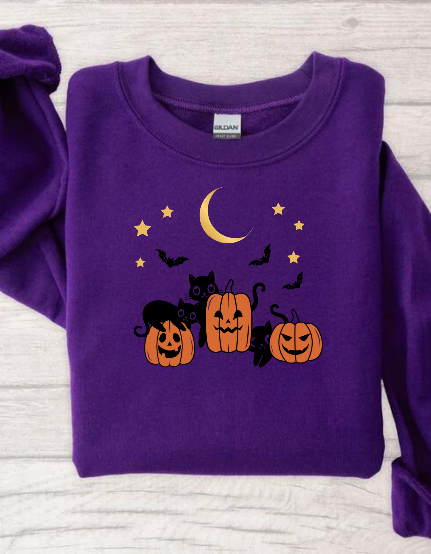 Cozy Pumpkin & Cat Sweatshirt – Halloween Apparel