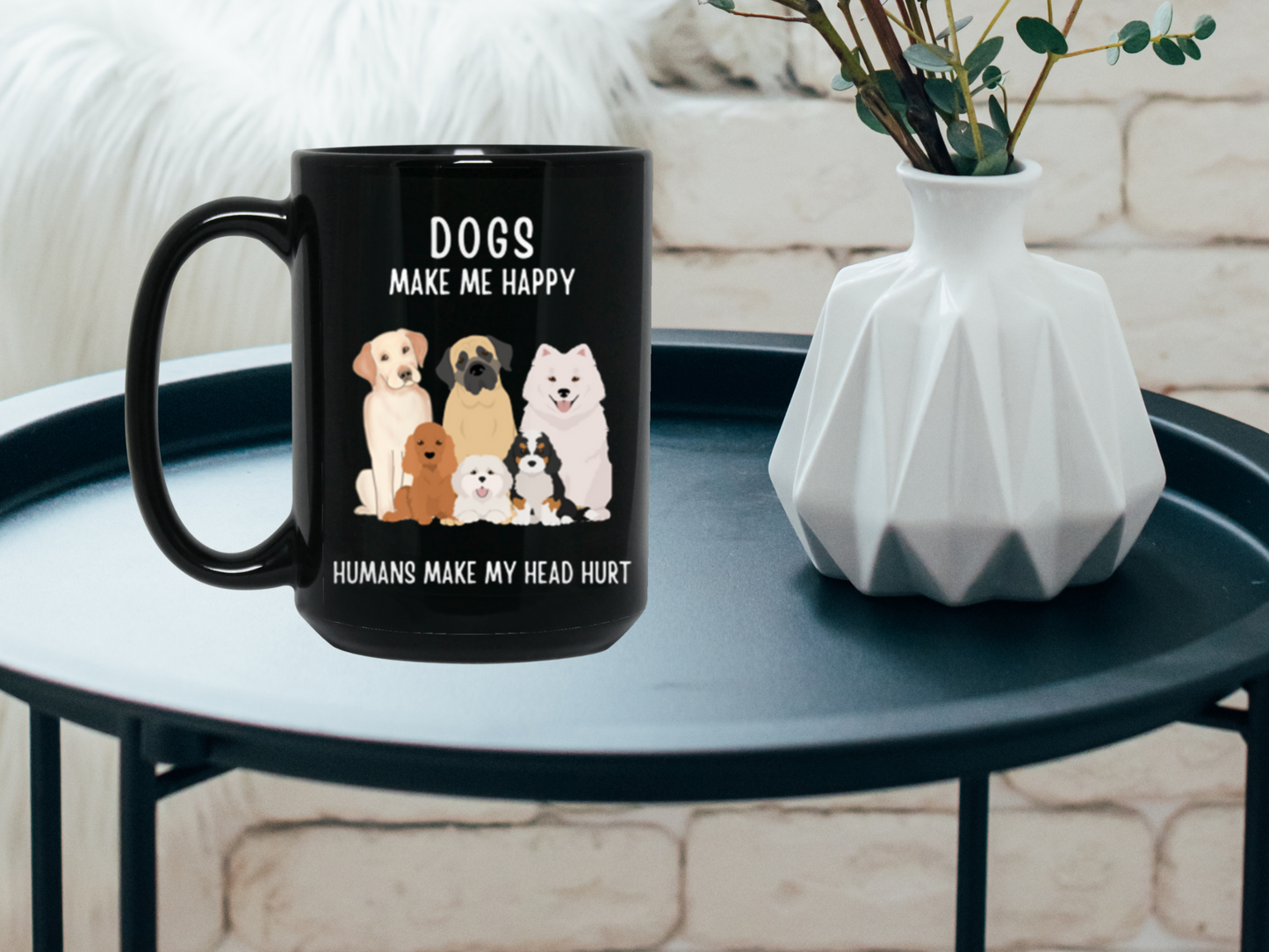 Charming "Dogs Make Me Happy" Coffee Mug – Perfect Gift for Dog Lovers