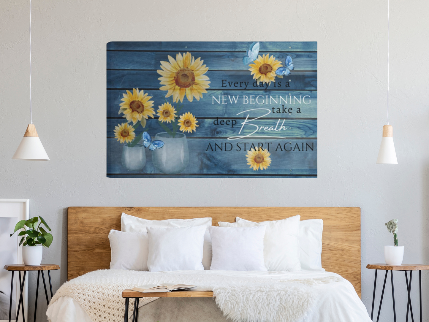 Uplifting Home Decor – "Each Day is a New Beginning" Inspirational Canvas