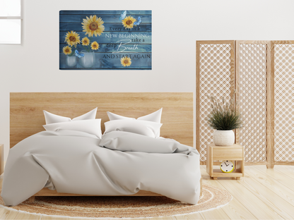 Uplifting Home Decor – "Each Day is a New Beginning" Inspirational Canvas