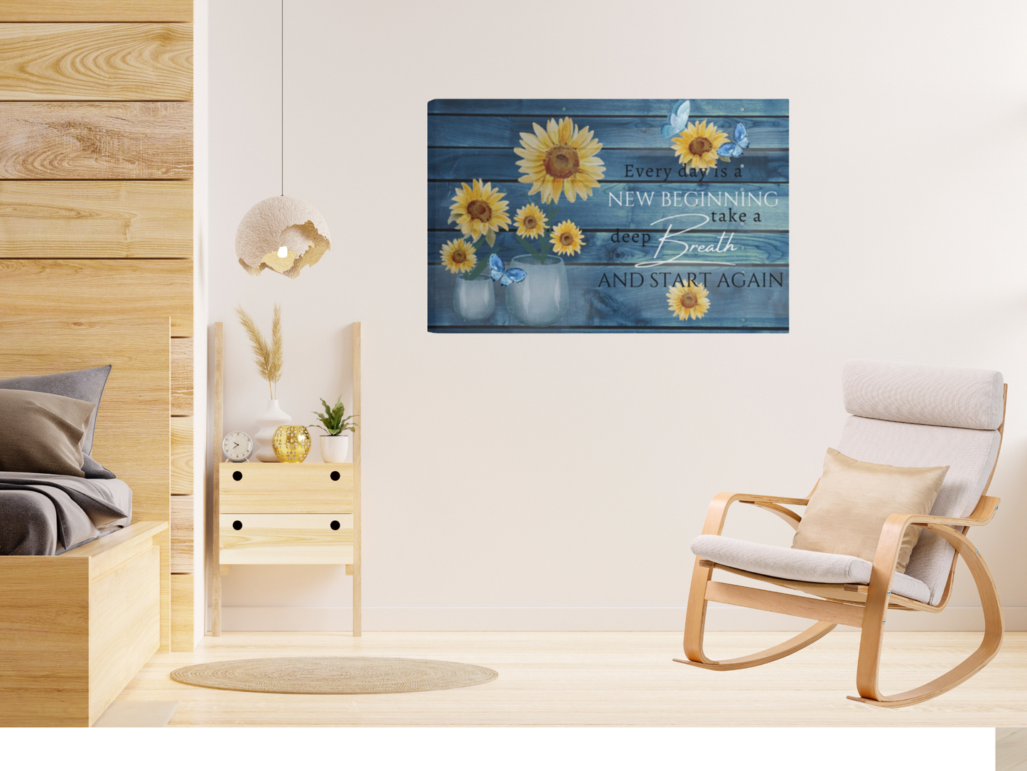 Uplifting Home Decor – "Each Day is a New Beginning" Inspirational Canvas