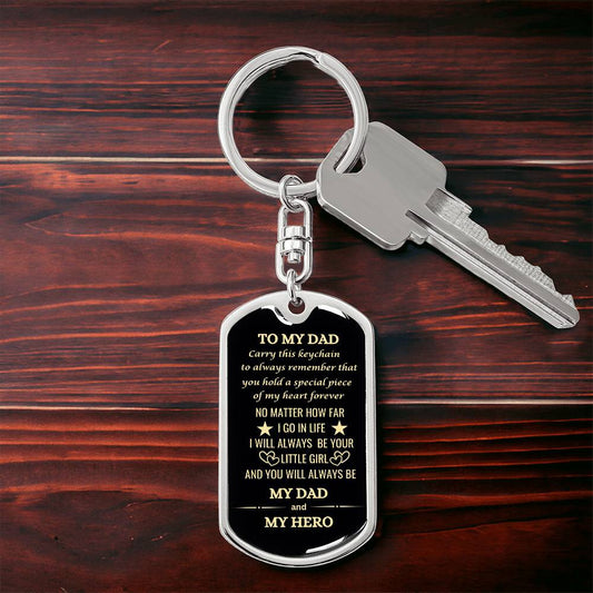 Timeless 'My Dad, My Hero' Keychain – Perfect Gift for Dad with Custom Engraving