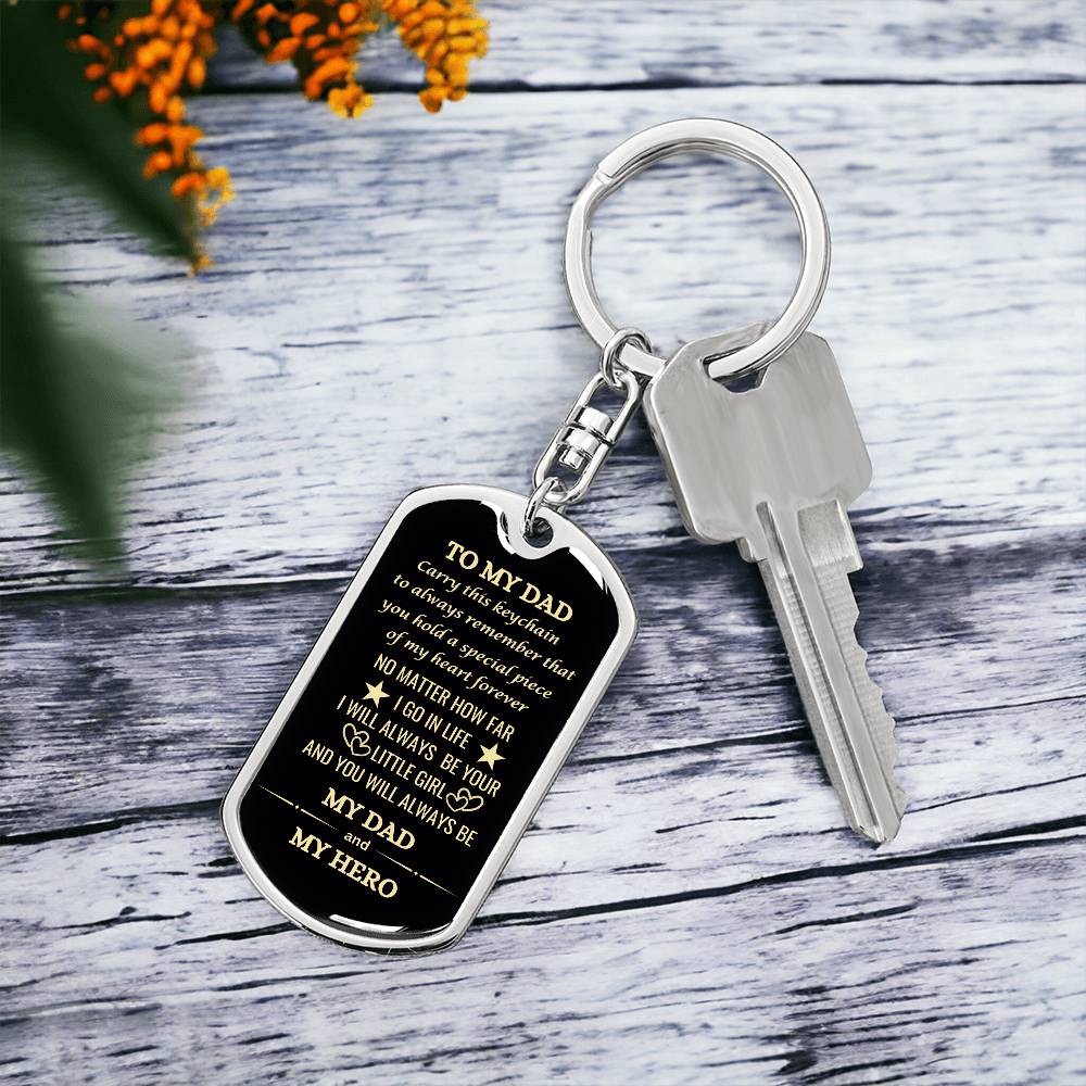 Timeless 'My Dad, My Hero' Keychain – Perfect Gift for Dad with Custom Engraving