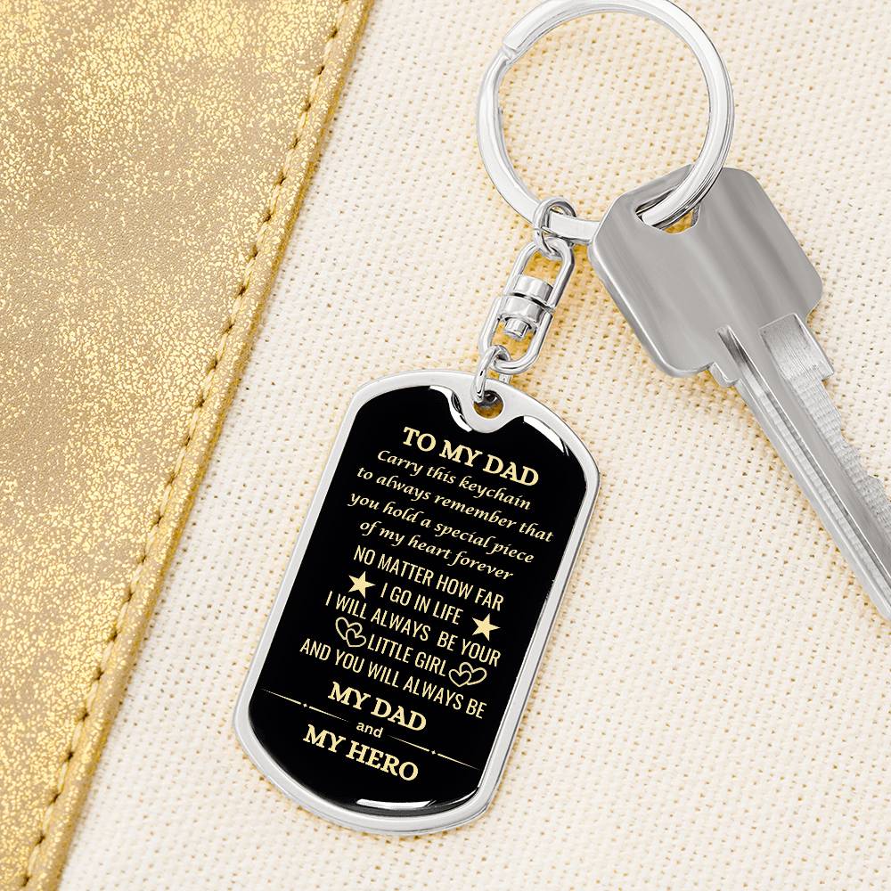 Timeless 'My Dad, My Hero' Keychain – Perfect Gift for Dad with Custom Engraving