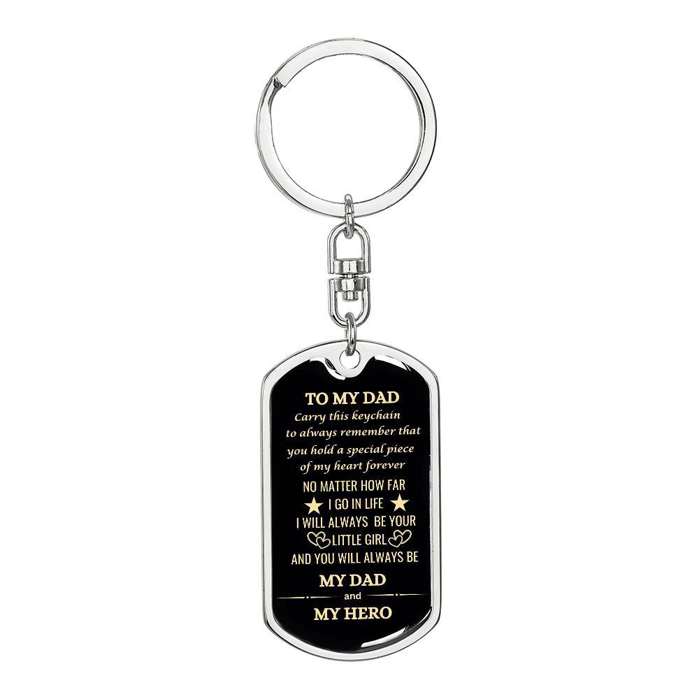 Timeless 'My Dad, My Hero' Keychain – Perfect Gift for Dad with Custom Engraving