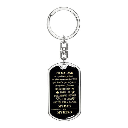 Timeless 'My Dad, My Hero' Keychain – Perfect Gift for Dad with Custom Engraving