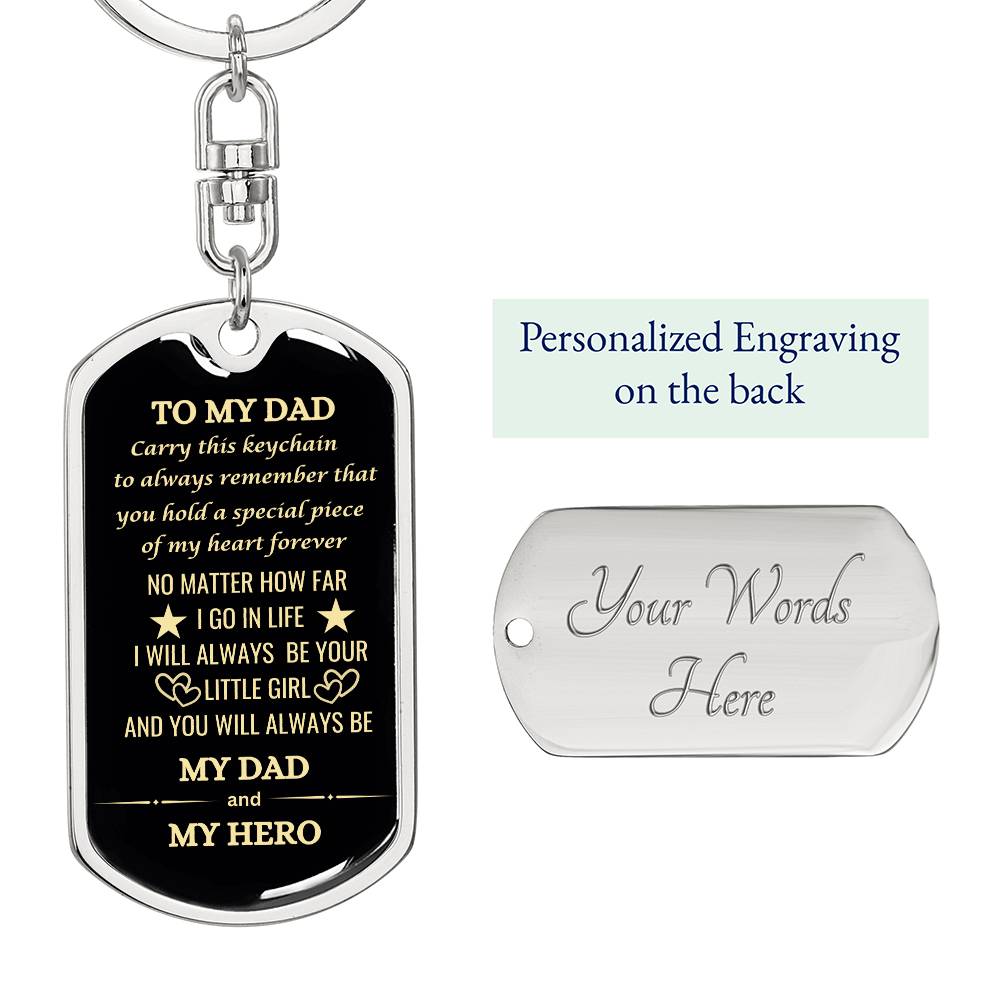 Timeless 'My Dad, My Hero' Keychain – Perfect Gift for Dad with Custom Engraving