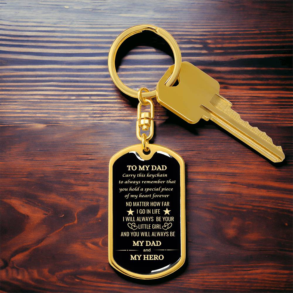 Timeless 'My Dad, My Hero' Keychain – Perfect Gift for Dad with Custom Engraving