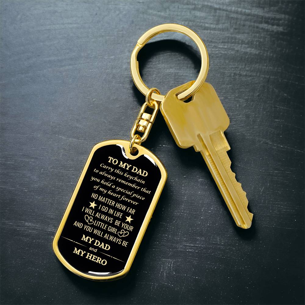 Timeless 'My Dad, My Hero' Keychain – Perfect Gift for Dad with Custom Engraving