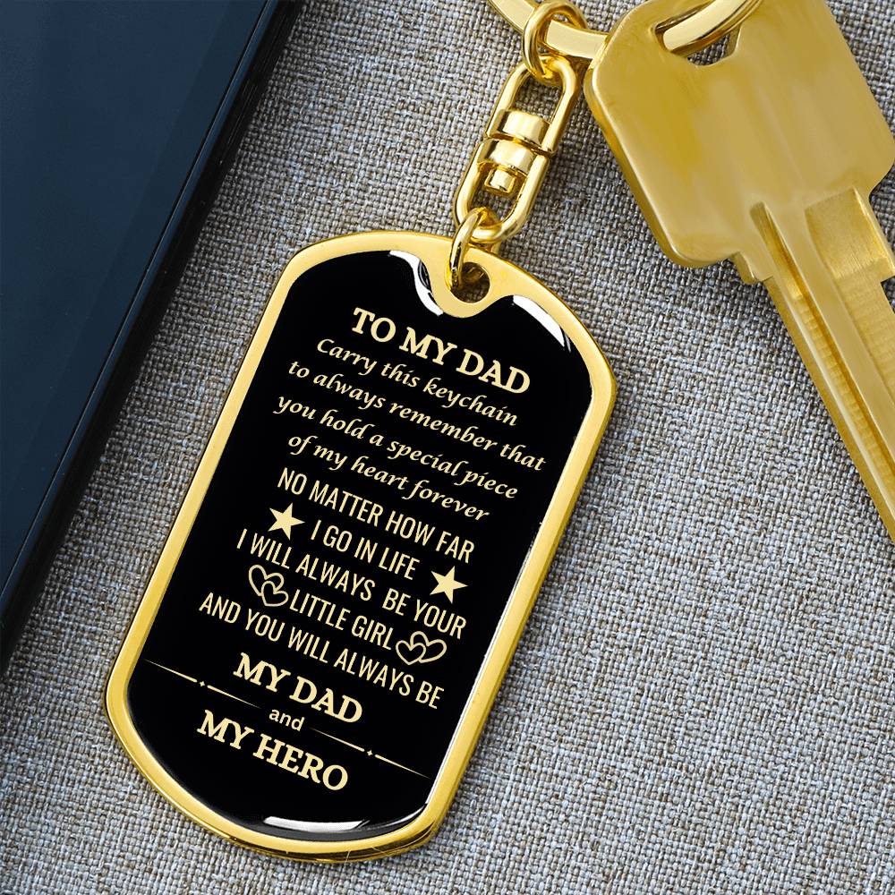 Timeless 'My Dad, My Hero' Keychain – Perfect Gift for Dad with Custom Engraving