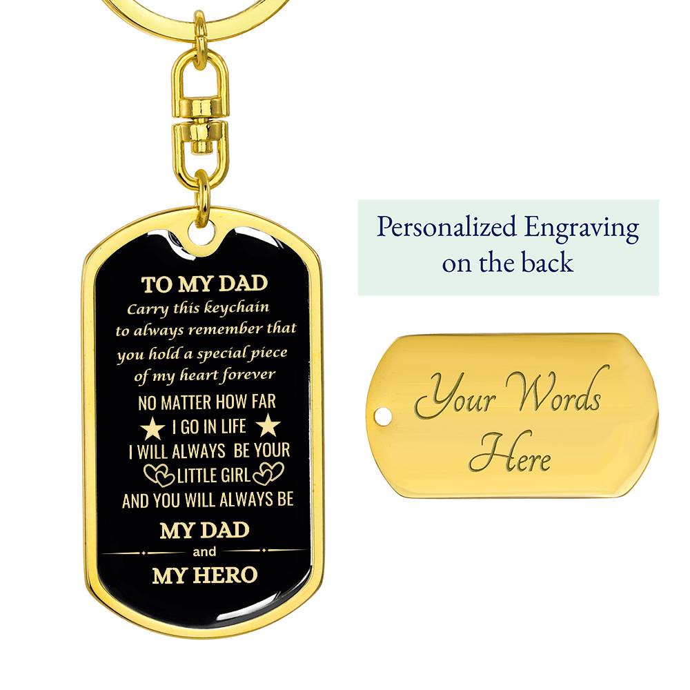 Timeless 'My Dad, My Hero' Keychain – Perfect Gift for Dad with Custom Engraving