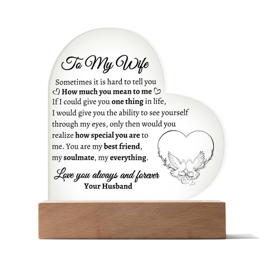 Custom Best Friend and Soulmate Acrylic Heart Lamp – Perfect Gift for Your Wife