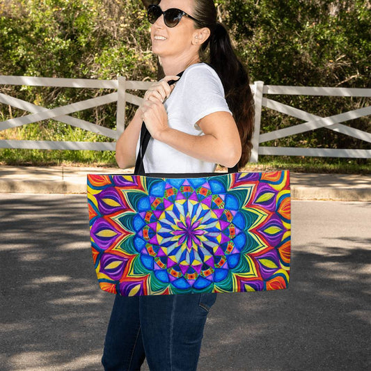 Colorful Mandala Weekender Tote – Stylish and Versatile for Work and Play