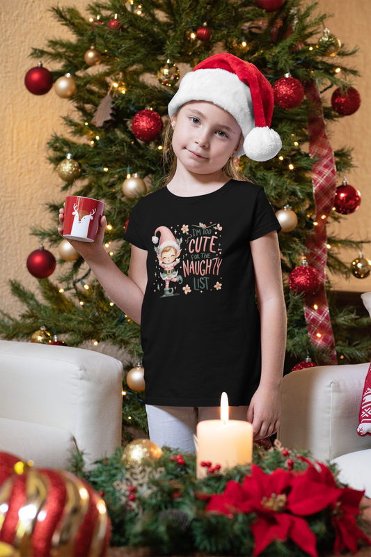 Too Cute for the Naughty List Youth & Toddler T-Shirt | Adorable Christmas Holiday Tee