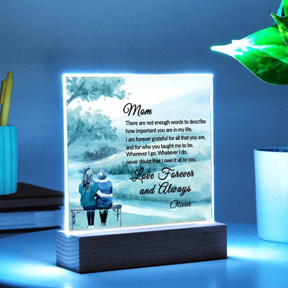 To My Mom LED Acrylic Lamp – Special Christmas or Birthday Gift