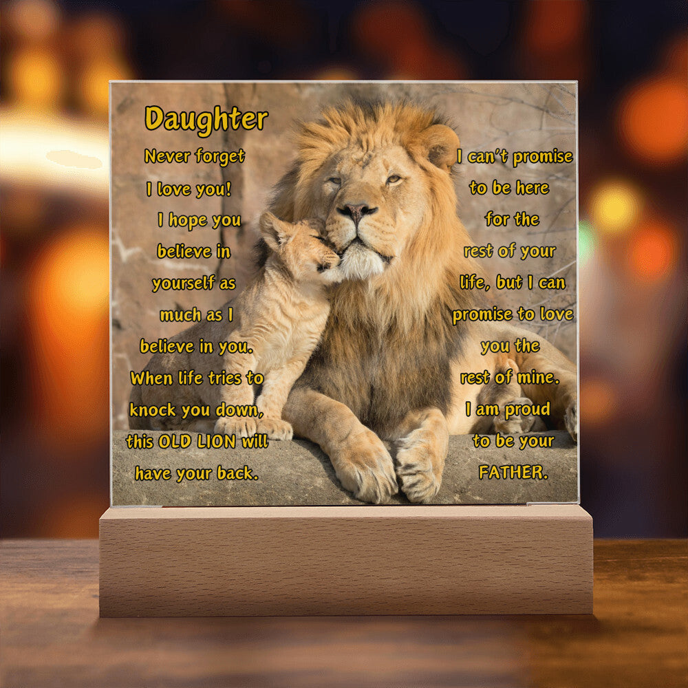 Acrylic Night Lamp – "This Old Lion" Gift for Daughter | Sentimental Dad-to-Daughter Keepsake