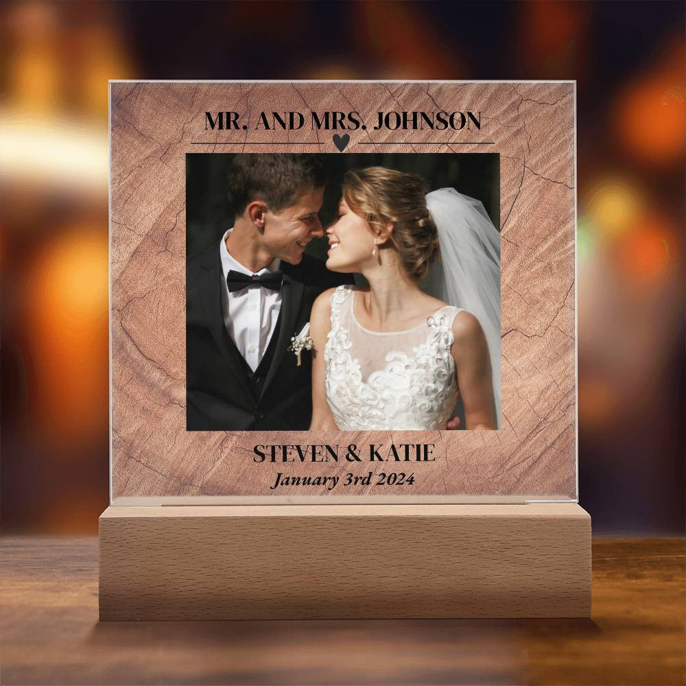 Personalized Wedding Acrylic Frame - Perfect Gift for Newlyweds