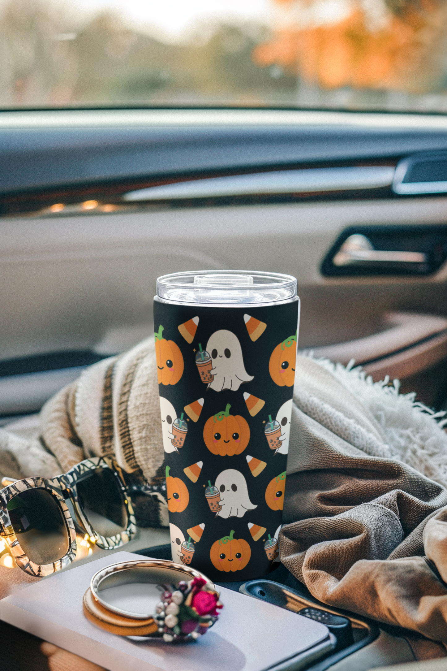 Halloween Pumpkin and Ghosts Tumbler – Custom Gift for Fall and Halloween Fans