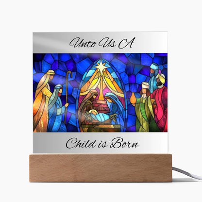 For Unto Us a Child Is Born Acrylic Nativity Scene – Celebrate the True Spirit of Christmas with Elegant Holiday Decor”