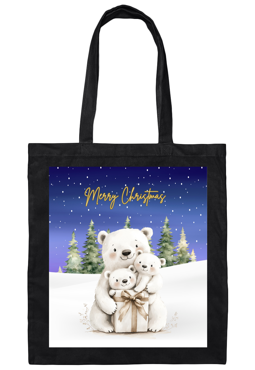 Adorable Polar Bear Family Holiday Shopping Tote – Perfect Christmas Gift for Her