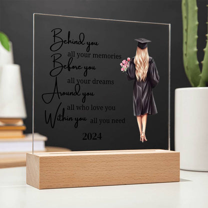 Behind You, Before You, Around You, Within You – Unique Graduation Night Lamp Gift  for Her