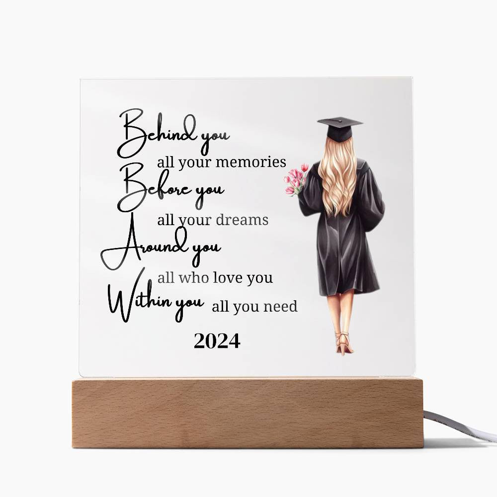 Behind You, Before You, Around You, Within You – Unique Graduation Night Lamp Gift  for Her