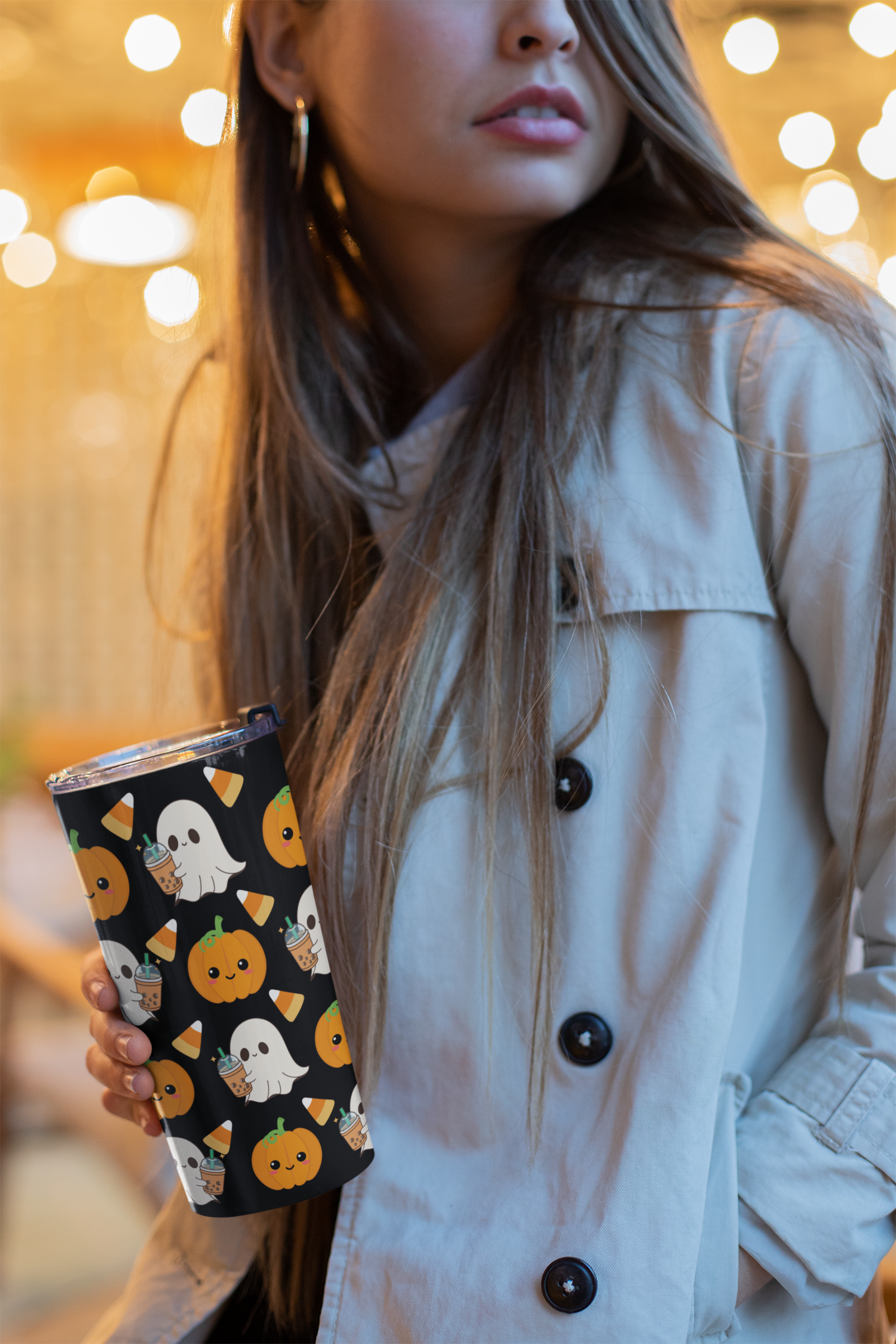 Halloween Pumpkin and Ghosts Tumbler – Custom Gift for Fall and Halloween Fans